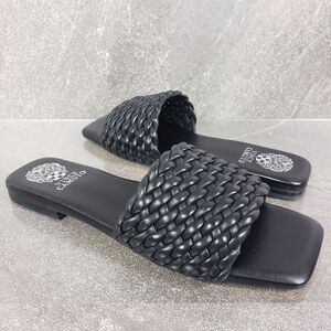 Vince Camuto Sandals Womens 9.5 M Arissa Slide Black Leather Quilted Shoes